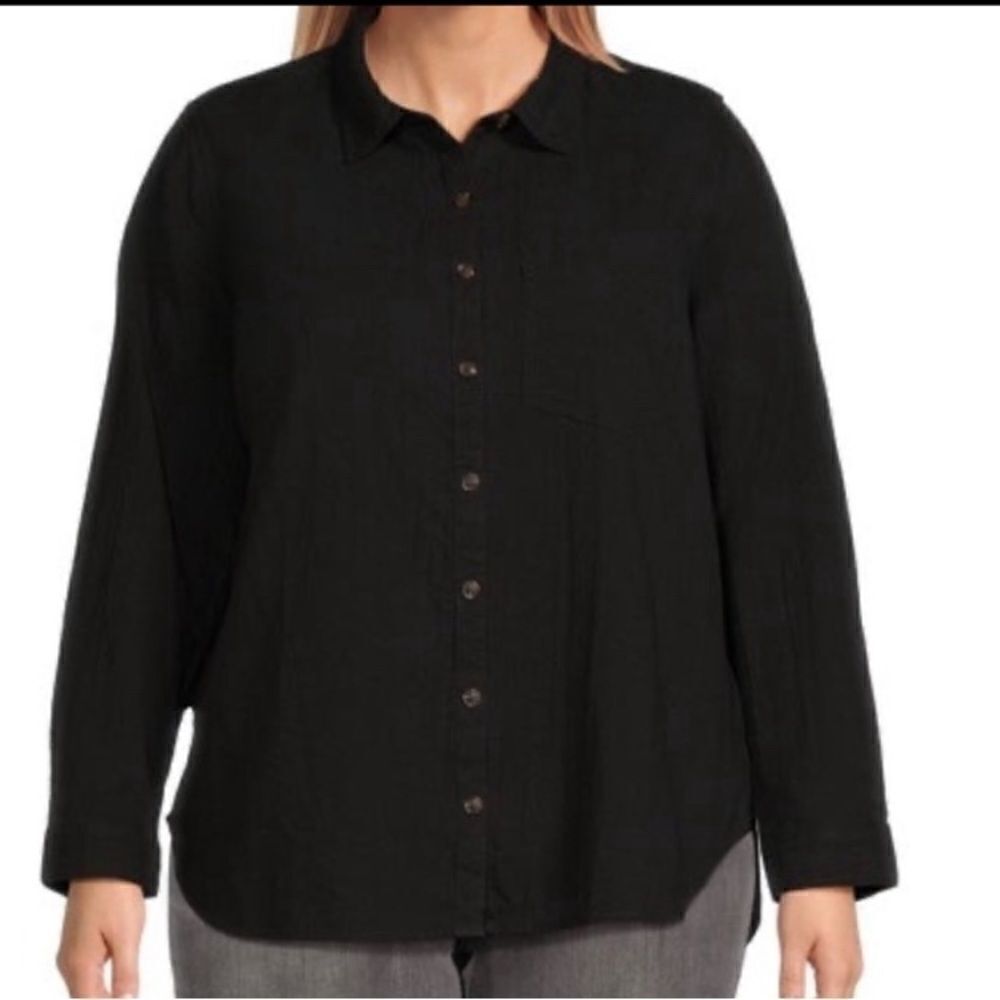 Women’s Plus Women’s Lightweight Comfy Button Down Shirt Top Size 1X